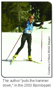 The author puts the hammer down, in the 2003 Bjornloppet.