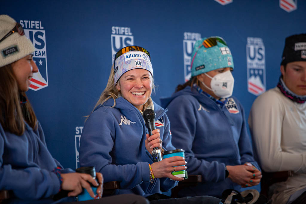 Jessie Diggins at the pre-World Cup press conference